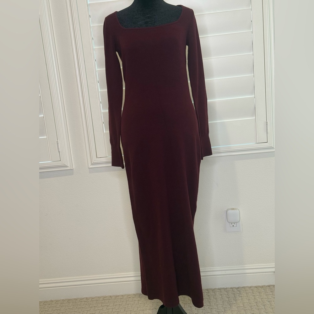 French Connection Deep Burgundy Long Sleeve Dress